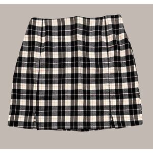 Eyeshadow Dual Slit Hem Flannel Plaid Skirt Juniors Sz 9 Black & White NWT